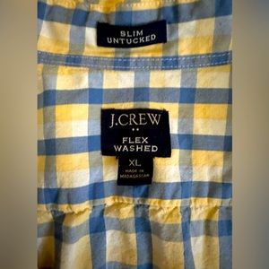 J. Crew button down, yellow and blue plaid. Size XL. Athletic fit.